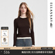 歌力思（ELLASSAY）秋季新款100%綿羊毛個(gè)性拼接長(cháng)袖針織T恤女EWB353Z00300 駝撞白 S