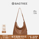 BAGTREE包包樹(shù)圖南植鞣牛皮腋下hobo女包2025年新款單肩斜挎包通勤餃子包 烤棕色-中號 高級小眾