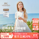 英氏（YEEHOO）女童連衣裙兒童裙子夏季薄款白色長(cháng)裙公主裙中大童裝女孩網(wǎng)紗裙新 鳶尾花格紋款 白色 【純棉內襯】 160
