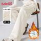 班尼路（Baleno）加絨拼接直筒褲女2025年冬季新款高腰藏肉保暖時(shí)尚百搭休閑長(cháng)褲