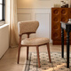祥冠中古風(fēng)實(shí)木餐椅法式復古侘寂風(fēng)白臘木椅子極簡(jiǎn)設計師軟包椅靠背椅 胡桃色【白蠟木】+莫奈彩