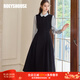ROEYSHOUSE羅衣時(shí)尚通勤黑色無(wú)袖連衣裙女秋季新款知性收腰大擺裙11060 黑色 2XL