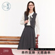 紫涵（ZIHAN）紫涵學(xué)院風(fēng)短款馬甲外套中長(cháng)款a字百褶裙兩件套裝女秋季 灰色 M