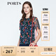 PORTS寶姿 新品商場(chǎng)同款女裝 夏季新品紅花藍屋荷葉邊領(lǐng)上衣 丈青印花 S (4)