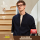 哈吉斯（HAZZYS）男裝 秋冬款立領(lǐng)針織開(kāi)衫戶(hù)外休閑羊毛外套男ABYZD0BCF01 深藏青色DN L （175/96A 48）