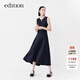 edition無袖收腰連衣裙女新款前中拉鏈背心裙a字黑色長裙 黑色 M 165