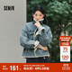 森馬（Semir）牛仔外套女拼接仿兔毛翻領(lǐng)寬松港風(fēng)冬季落肩夾棉夾克103724108001