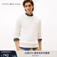 TOMMY HILFIGER【絞花肌理】25秋冬新款男純棉休閑鑲邊袖口圓領(lǐng)打底針織衫 白色YBI M （推薦：135-150斤）