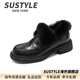 SUSTYLE國際高端品牌女裝2025冬季新款中粗跟加絨樂(lè )福鞋女小皮鞋保暖加厚 黑色絨里[精美禮盒裝] 34 [標準碼]