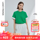 朗姿圓領(lǐng)寬松顯瘦薄款小眾別致短袖上衣女夏季新款洋氣T恤 松石綠色 XL
