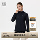 KOLON SPORT/可隆針織夾克 女子戶外彈力連帽印花接觸涼感UPF50+防曬衣外套 LKJK5MNT10-BK 黑色 M 165/88A