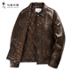 與狼共舞【內里夾棉】復古仿扎染PU皮輕盈保暖男士翻領(lǐng)夾克外套 303咖啡 L