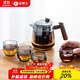 金鑲玉玻璃茶具套裝 家用高硼硅耐高溫墨色木把茶壺功夫茶具套裝1壺4杯 墨染木把玻璃茶具套裝