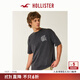HOLLISTER25夏款情侶寬松棉質(zhì)印花短袖T恤男裝女裝323-5353 黑色印花 S (175/92A)