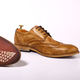 英倫雅痞布洛克雕花低幫皮鞋男春秋洗水做舊手工復古真皮休閑鞋男 棕色 38
