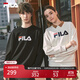 FILA 斐護科技|斐樂(lè )官方情侶款套頭衛衣2025秋季新款休閑寬松針織長(cháng)袖 正黑色-BK 2XL 185/104A/XXL