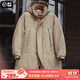 馬登工裝 美式復古PCU連帽棉服戶(hù)外登山中長(cháng)款派克服加厚棉襖大衣男冬 卡其色 L