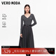 VEROMODA連衣裙2025秋季新款含綿羊毛桑蠶絲拼接可拆腰帶針織裙325346019