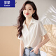 羅蒙（ROMON）短袖襯衫女2025夏季緞面襯衫通勤氣質(zhì)簡(jiǎn)約時(shí)尚寬松顯瘦polo領(lǐng)上衣 白色 M 95-110斤