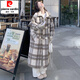 皮爾卡丹（pierre cardin）內膽呢子大衣女2025新款冬季英倫風(fēng)復古格子毛呢外套女小個(gè)子 格紋升級 加厚 S 95-110斤