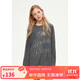 ELLE KIDS25春夏季女童學(xué)院風(fēng)寬松落肩版休閑透氣長(cháng)袖字母燙鉆T恤
