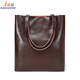 袋鼠（KANGAROO）油蠟牛皮大包包女新款復古大容量托特包女真皮通勤百搭單肩包 咖啡色