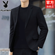 花花公子（PLAYBOY）西裝男韓版修身男士休閑小西裝外套上衣服潮流帥氣職業(yè)西服套裝男 黑色【一扣單件】 XL 175