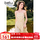 百圖betu女裝秋季新款連衣裙復古波點收腰顯瘦吊帶裙裙子2407X07 黃色 M