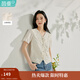 茵曼（INMAN）法式蝴蝶刺繡襯衣2025夏季女裝新款設(shè)計(jì)感白色V領(lǐng)短袖上衣 云朵白 M
