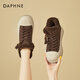 DAPHNE達芙妮厚底高幫鞋女加絨保暖毛毛棉鞋女時(shí)尚百搭休閑板鞋女鞋 咖色 36