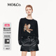 MO&Co.長(cháng)袖T恤2025秋新品貓和老鼠聯(lián)名系列棉質(zhì)斑駁印花MBE3TEET03 炭黑色 M /165