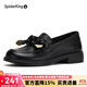 蜘蛛王樂(lè )福鞋女真皮2025春秋商場(chǎng)新款蝴蝶結學(xué)院風(fēng)復古小皮鞋 黑色 37