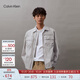Calvin Klein Jeans秋季男士休閑刺繡貼袋c(diǎn)k拉鏈襯衫領(lǐng)工裝夾克外套J325507 PC8-銀河灰 M