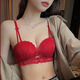拉夏貝爾（La Chapelle）紅色馬年本命年文胸罩套裝法式半杯聚攏內衣女結婚送女友送老婆 本命紅套裝（文胸+內褲） M  （34/75 AB通杯）