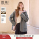 香影【100%純羊毛】?jì)擅娲╇p面呢大衣女2025冬季新款連帽毛呢外套 淺灰 S