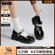 MIO[白鹿同款]米奧春季松糕底瑪麗珍女鞋厚底單鞋復古小皮鞋 黑色   偏瘦腳型建議選小一碼 38