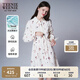 Teenie Weenie小熊連衣裙女春夏學(xué)院風(fēng)休閑天絲混紡滿(mǎn)印襯衫式連衣裙女 撞色 M (165)