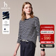 HAZZYS哈吉斯女裝 秋季女士純棉條紋寬松長(cháng)袖T恤女ABTSE0CCX02 藏青色NV M (160/84A 38)