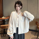 妙奕嘉衛衣外套女款春季2026新款短款衛衣開(kāi)衫韓系寬松長(cháng)袖上衣女小個(gè)子 單排扣長(cháng)袖衛衣外套【杏色】 L 【適合100-120斤】