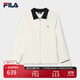 FILA 斐樂(lè )官方女裝編織外套2025春新款時(shí)尚休閑基礎簡(jiǎn)約拼色毛衣 蒸汽白-IV M 165/84A/M
