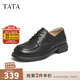 他她（TATA）英倫風(fēng)黑色小皮鞋女復古系帶簡(jiǎn)約單鞋春商場(chǎng)同款WG602AM4 黑色 36