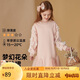 ASK JUNIOR兒童女童連衣裙子秋裝新品中大童花朵網(wǎng)紗袖衛(wèi)衣裙公主裙