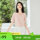 歐莎（OSA）優(yōu)雅通勤v領(lǐng)短袖襯衫女夏季薄款襯衣高級感洋氣女士雪紡上衣 桔粉色 XL