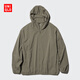 優(yōu)衣庫男女裝便攜式防紫外線(xiàn)防潑水連帽外套防曬服475031 56 橄欖色 S