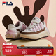 FILA 斐樂(lè )官方女鞋CARROT摩登板鞋蘿卜鞋休閑厚底鞋子女 白中白/烤椰絲棕-BT 37.5