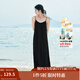 茵曼（INMAN）波西米亞吊帶油畫(huà)連衣裙女2025夏季新款度假裙子 黑色 M
