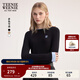Teenie Weenie小熊女裝T恤2025秋季新款簡(jiǎn)約線條撞色拼接長(zhǎng)袖上衣 黑色 M