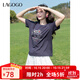 LAGOGO【涼感新疆棉】福氣小象T恤女拉谷谷2025夏新款貝殼扣短袖 藏青色 L
