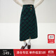 范思藍恩23FS14476 格子毛呢半身裙女秋冬新款高腰a字裙 綠色格紋 S