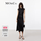 MO&Co.連衣裙夏新中式改良旗袍含桑蠶絲緞感露腰緞感波點(diǎn)提花摩安珂 黑色 M 165